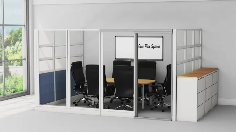 Modular office walls with sliding door