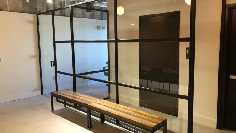 Demountable office wall installation example