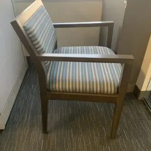 Used Wood-Frame Guest Chair – Striped Upholstery